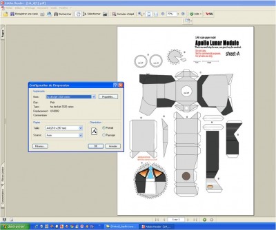 Panneau de configuration d'impression sous Acrobat Reader